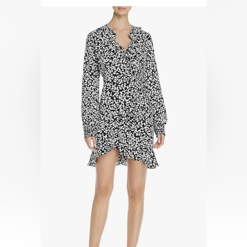 VERO MODA Women's Henna Smock Printed WRAP Dress Black & White Large
